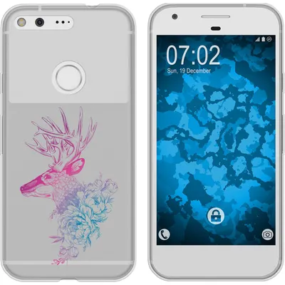 Produktbild von PhoneNatic Case kompatibel mit Google Pixel XL Silikon-Hülle Floral Hirsch M7-6