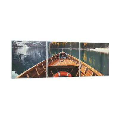 Produktbild von Bilder auf glas - 3 Teile - £ódŸ Berge Kajak - 90x30cm - Glasbilder - Wandbilder - Bilder - zum Aufhängen bereit - Wanddekoration aus Glas - Glas Bilder - Wandbild auf Glas - GCA90x30-4981