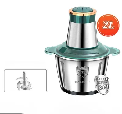 Obrázek produktu pro Elektrický mlýnek na maso – kuchyňský mixér – objem 2 litry – nerezová ocel – 2 rychlosti – 50–300 W – zelený