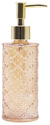 Image de Distributeur de savon rechargeable en verre pour liquide vaisselle, shampoing, lotion, pour la salle de bains, la cuisine ou la buanderie (couleur dorée)