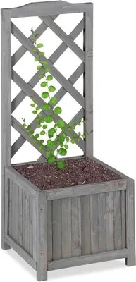 Image de Jardinière grise avec treillis