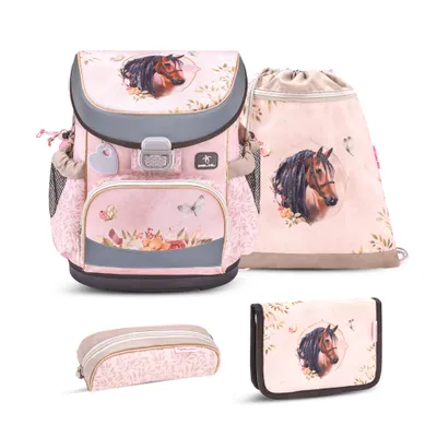 Belmil Mini-Fit ergonomisches Schulranzen-Set 4-teilig " Horse Chestnut " mit Brustgurt