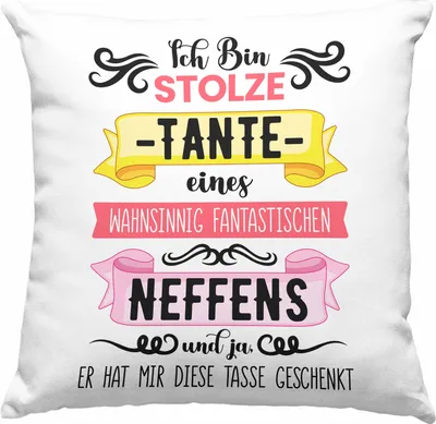 Produktbild von Trendation - Geschenk für Tante von Neffe Deko-Kissen mit Füllung 40x40 Geschenkidee Lustig Spruch (Rosa)
