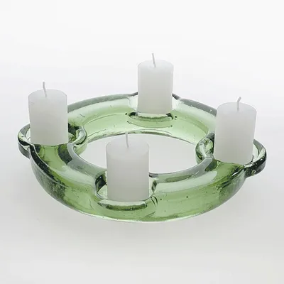 Produktbild von Lauscha Adventskranz aus Original Thüringer Waldglas, 24,5 cm, handgearbeitet, für 4 Stumpen- und Kugelkerzen