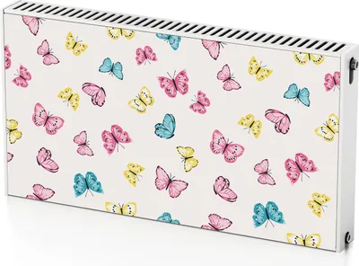 Produktbild von Bunte Schmetterlinge – Magnetische Heizkörperabdeckung – 110x60 cm – Magnet Heizkörperabdeckung – 3D Würfel – Heizkörperverkleidung – Magnetische Wandverkleidung – Wetterfest