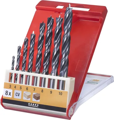 Produktbild von Holzbohrer-Set - Spiralbohrer für Hartholz und Weichholz, 8-teilig, Ø 3-10 mm