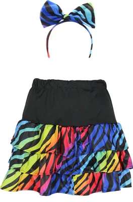 Produktbild von bunter 80er Jahre neon Rock und Haarschmuck, Größe:XL