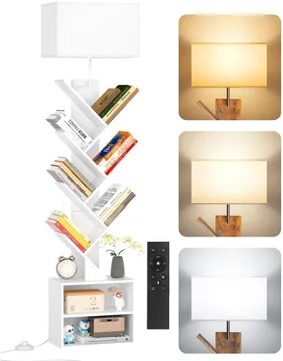 Baumförmiges Bücherregal mit Licht, 9 Ebenen, Weiß