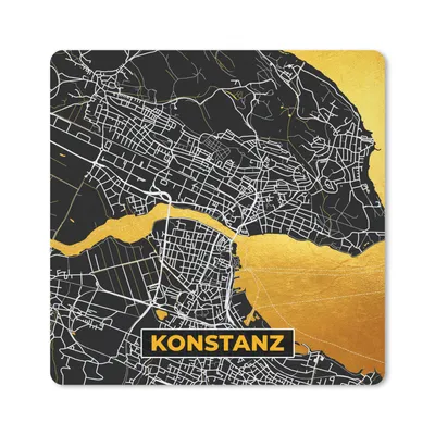 Produktbild von MuchoWow® Mauspad Mousepad Konstanz - Gold - Stadtplan - Deutschland - Karte 20x20 cm - Mousepads - Maus Mat - Pad - Mausunterlage - Desk Mat - Bureauartikeln