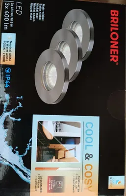 Produktbild von Einbauleuchten Briloner 3 x GU10 5 Watt LED Nickelamtt Cool & Cosy Einbauspots IP44 400 Lumen