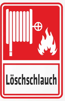 Produktbild von INDIGOS UG - Alu - Dibond Schilder 3mm - Sicherheit - Löschschlauch - Kombi - 800x600 mm