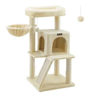Produktbild von FEANDREA Kratzbaum mit großer Aussichtsplattform, Kratzbrett, beige PCT51M