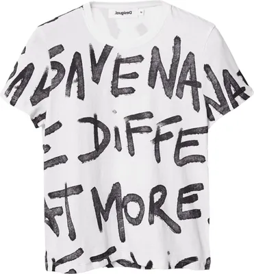 Zdjęcie produktu dla DESIGUAL T-shirt damski bawełna biały GR71683 - Rozmiar: XS