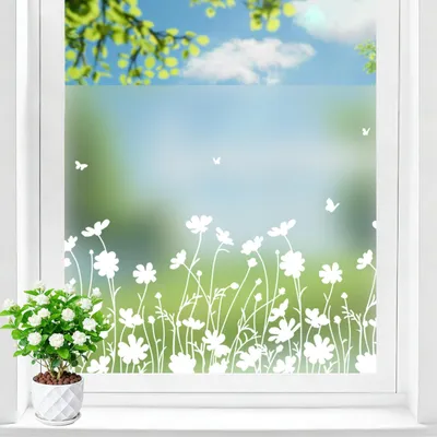 Produktbild von Privatsphäre-Fensterfolie mit Blumenmuster - UV-Schutz und Privatsphäre für Fenster