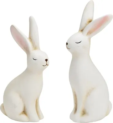 Produktbild von Osterhasen Hasenfigur Osterdeko Dekohase weiß 2er 14 cm
