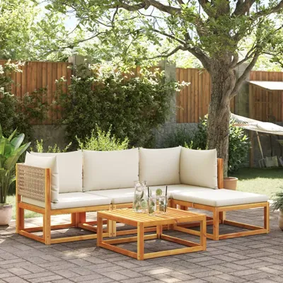 Produktbild von Maison Exclusive - 5-tlg. Gartensofa-Set mit Kissen Holz Akazie & Rattan