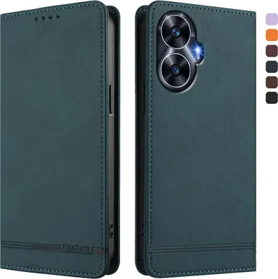 Obrázek produktu pro Pouzdro pro Realme C55, retroPolyuretankožené flip pouzdro s stojánkem a přihrádkami na karty Zelený