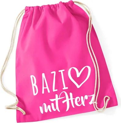 Produktbild von Huuraa Turnbeutel Bazi mit Herz 12 Liter Fuchsia Baumwolle Rucksack Geschenkidee