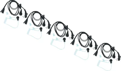 Produktbild von vhbw 5x Headset kompatibel mit Hyt / Hytera TD510, TD520, PD560, TC620, PD500 Funkgerät mit PTT Mikrofon - transparent, schwarz, Akustikschlauch