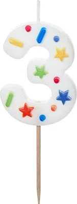 Produktbild von Kerzenzahl #3 | 5,5 cm Weiß Konfetti