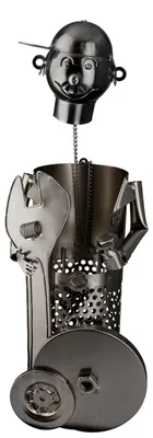 Produktbild von Gilde Flaschenhalter, "Schrauber", Metall, silberfarben, VE 2, L. 13 cm, B. 13.5 cm, H. 35 cm 65485 4063387654859