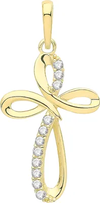 Image de Pendentif Femme Croix Or 375/1000 avec Oxyde de Zirconium - 22mm*11mm; TRS34462