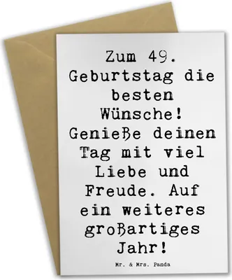 Produktbild von Mr. & Mrs. Panda Glückwunschkarte Spruch 49. Geburtstag Wünsche - Weiß - Geschenk, Happy Birthday, dankeskarten, Geburtstagsfreude, Geburtstagsgeschenk, einladungskarten