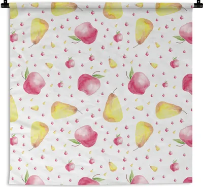 Produktbild von MuchoWow® Wandteppich Wandbehang Birnen - Äpfel - Aquarell 150x150 cm Tapisserie Dekoration Wandtuch - Wohnaccessoires - Modernes
