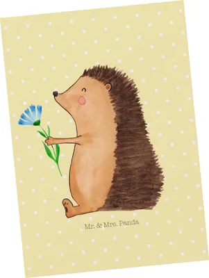 Produktbild von Mr. & Mrs. Panda Postkarte Igel Blumen - Gelb Pastell - Geschenk, Genesungswünsche, Krankenhaus, Krankheit, Besuch, Postkarten, Grußkarte, Lustige Sprüche, Gute Besserung