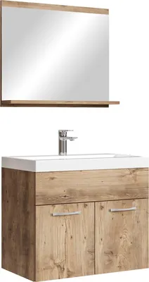 Immagine prodotto di Badplaats Set completo di mobili da bagno Montreal 02 60 x 35 cm Rovere castagno - Mobili da bagno con lavabo e specchio