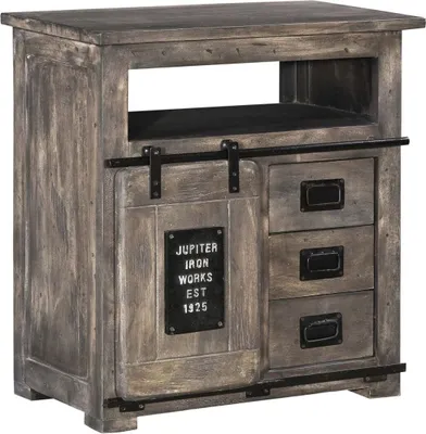 Image de MASSIVMOEBEL24 | Commode 80x45 Manguier laqué Gris RAILWAY #210