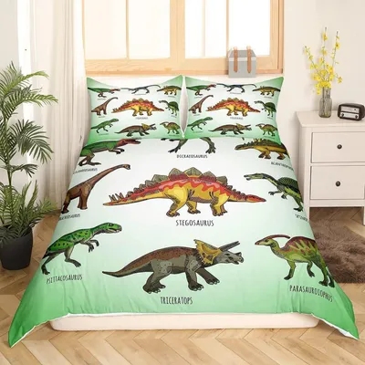 Obrázek produktu pro Sada povlečení 135x200 cm, motiv dinosauři, mikrovlákno, vícebarevné, pro děti a mládež