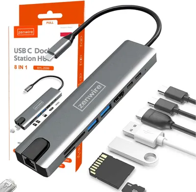 Immagine prodotto di Adattatore - Hub USB-C 9 in 1 - HDMI - RJ-45 Fast Ethernet - SD - Power Delivery 3.0 - per Apple MacBook - per Andoid