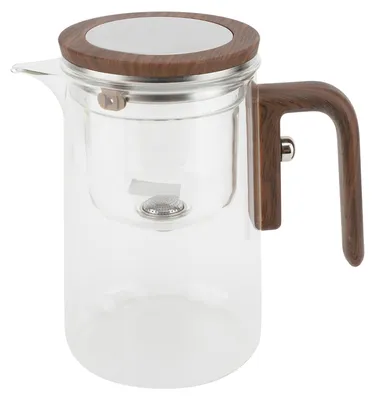 Obrázek produktu pro Odlučovač vody, skleněná konvice na čaj se sítkem, 800 ml, čirá konvice, dřevěná rukojeť, bezpečný víko, magnetický spínač