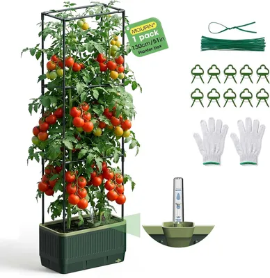 Obrázok produktu pre Vyvýšený záhon kvetináč s mriežkou a kolieskami, pre popínavú zeleninu