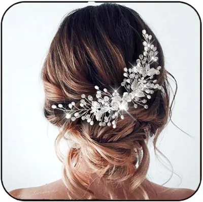 Produktbild von Haarrebe, Hochzeitsblumen-Haarschmuck für Frauen und Mädchen (silber)