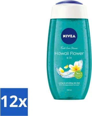 Obrázok produktu pre NIVEA - Sprchový gél - Havajské kvety a olej - Vyživujúci a osviežujúci - 250 ml - Hodnotné balenie - 12 kusov