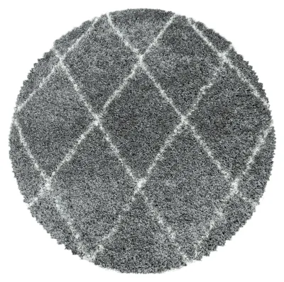 Obrázek produktu pro Carpetsale24 Vysoký Chlup Koberec do Obývacího Pokoje,Moderní Rombový Design, M?kký a Hebký Shaggy Koberec, Velikost: 160 cm kulatý