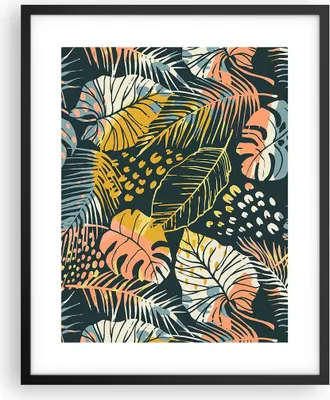 Produktbild von Gerahmtes Poster - Schwarzer Rahmen - Blätter modern bunt - 40x50 cm - Wand Bild - Wanddeko - Wandbilder - Kunstposter - Wandposter - Bilderrahmen - Bilder - Kunstdruck - P2BPA40x50-4630