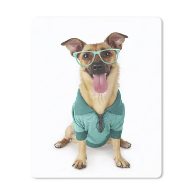 Produktbild von MuchoWow® Mauspad Mousepad Hund - Brille - Hemd - Hipster 30x40 cm - Mousepads - Maus Mat - Pad - Mausunterlage - Mausmatten