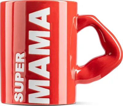 Imagen del producto de Taza roja con la inscripción: "SUPER MAMÁ"