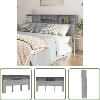 Obrázek produktu pro The Living Store Čelo postele s policemi Grey Sonoma 200x19x103,5 cm