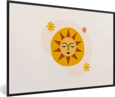 Produktbild von MuchoWow® Gerahmtes Poster Sonne - Sommer - Pastell 30x20 cm - Poster mit Schwarzem Bilderrahmen Wandposter Rahmen Foto Bilder - Kunstdruck - Bild-Poster