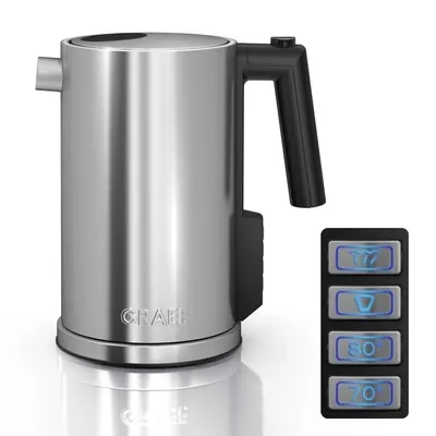 Obrázek produktu pro Graef WK900, 1,2 l, 2015 W, Nerezová ocel, Nastavitelný termostat, Indikátor úrovně vody, Zabezpečení proti přehřátí