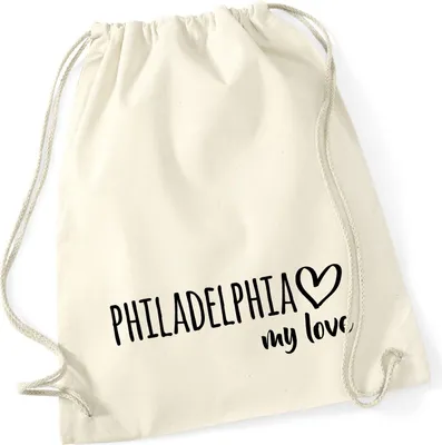 Produktbild von Huuraa Turnbeutel Philadelphia my love 12 Liter Natural Baumwolle Rucksack Geschenkidee
