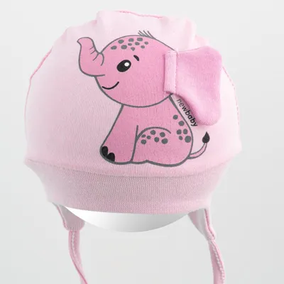 Produktbild von Baumwolle Baby Mütze New Baby Happy Elephant rosa, Gr. 68/74