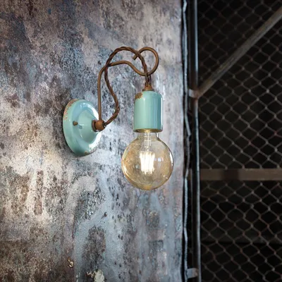 Image de Applique vintage en céramique bleue avec filament 1 lumière E27