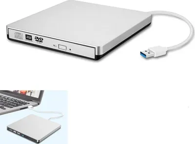 Produktbild von Externes CD Laufwerk für Laptop, DVD Laufwerk Extern für Mac MacBook, Extern Brenner Externes Laufwerk für PC Apple Windows Deskto,Mit Typ-C-Adapter