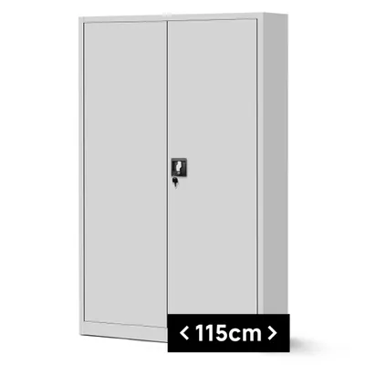 Obrázok produktu pre Kancelárska skriňa C001II Kartotéka Úložná skriňa Viacúčelová skriňa Kovová skriňa 4 police Práškové lakovanie 185 cm x 115 cm x 40 cm Šedá