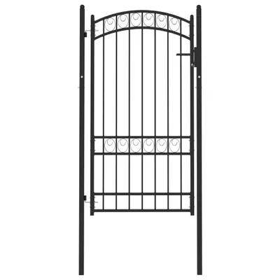 Zdjęcie produktu dla vidaXL Bramka ogrodzeniowa z łukowatym blatem stalowym 100x175 cm czarna